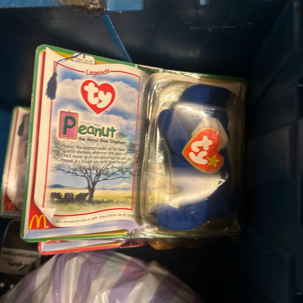 Ty Legends Blue and White Elephant Plush